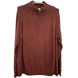 Columbia Men's Reddish Brown Quarter Zip Wool Blend Pullover Sweater Size XL